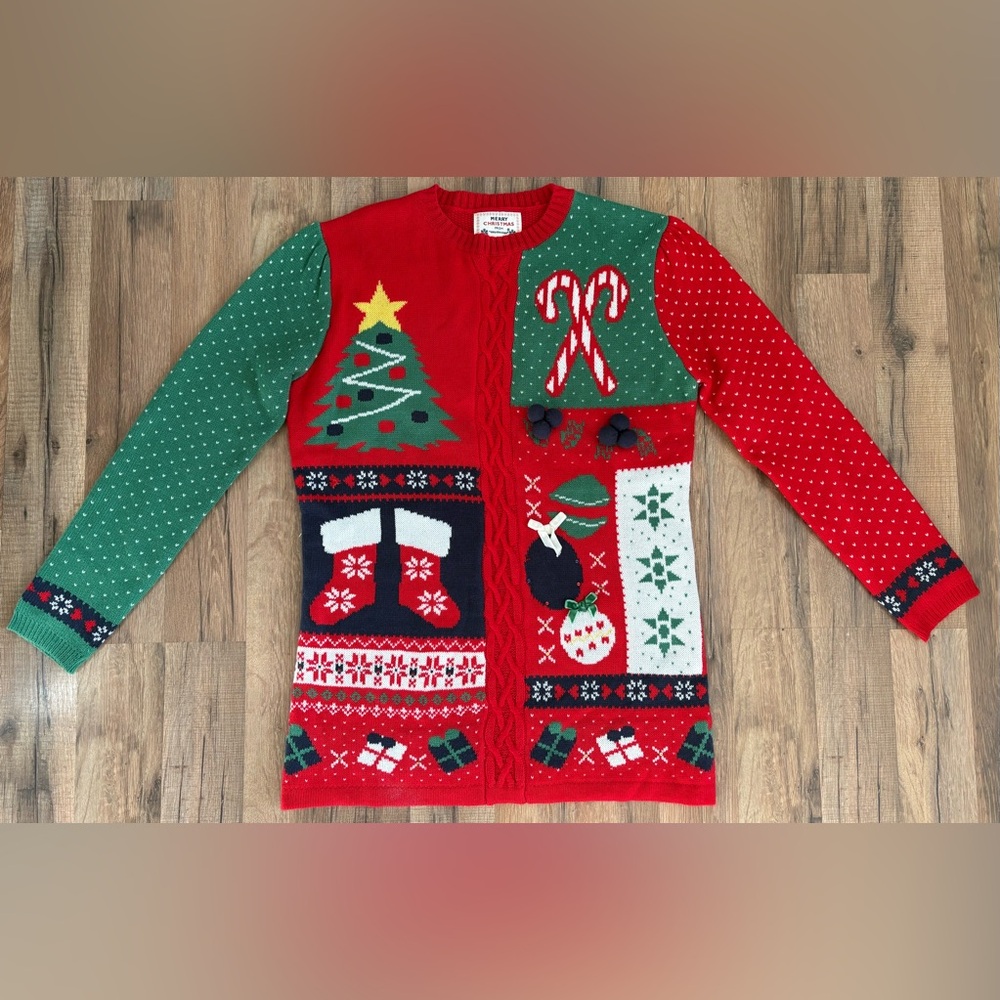 Daisys Boutique Festive Red and Green Sweater